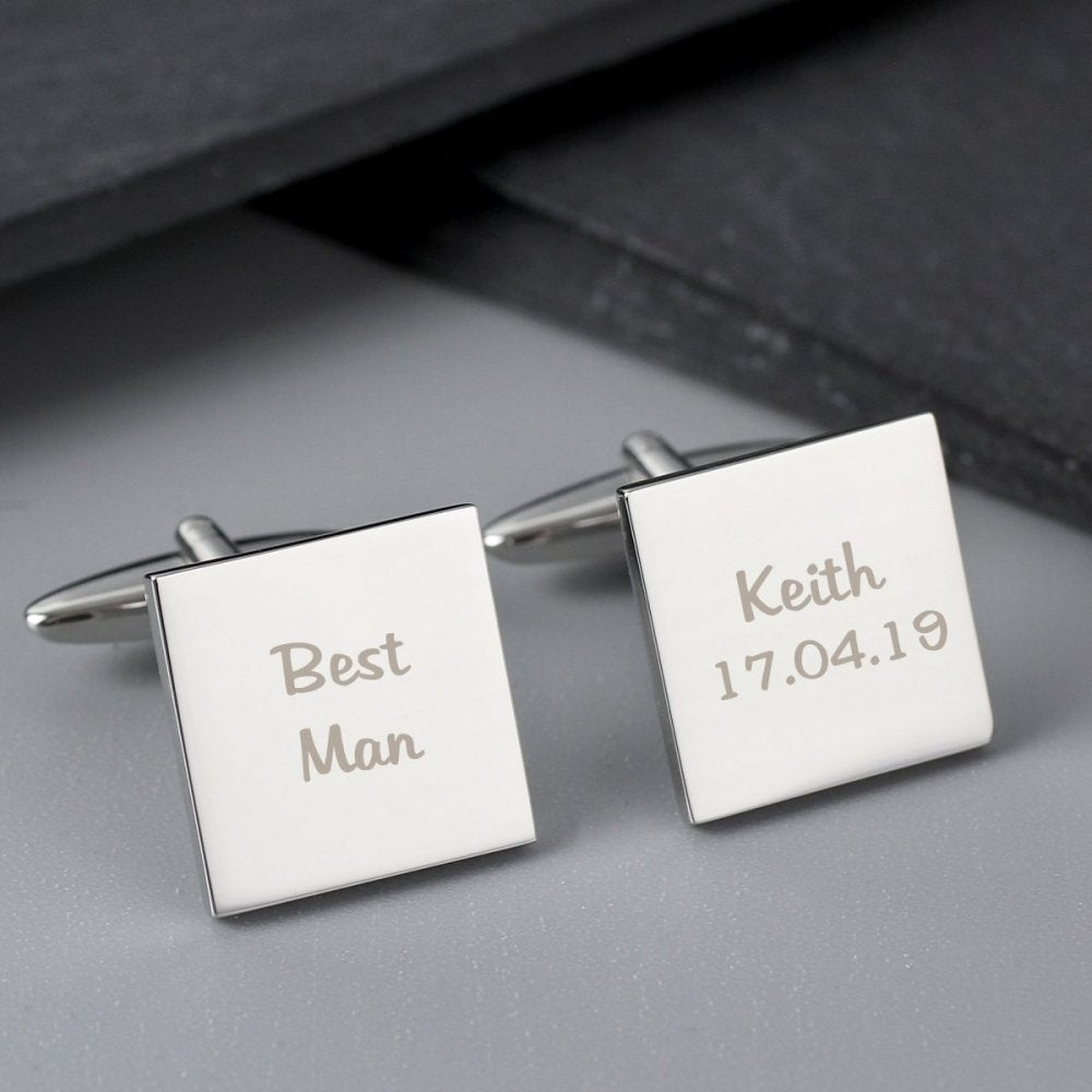 Personalised Wedding Role Square Cufflinks - 2 Line