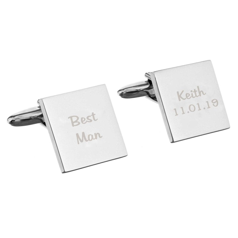 Personalised Wedding Role Square Cufflinks - 2 Line