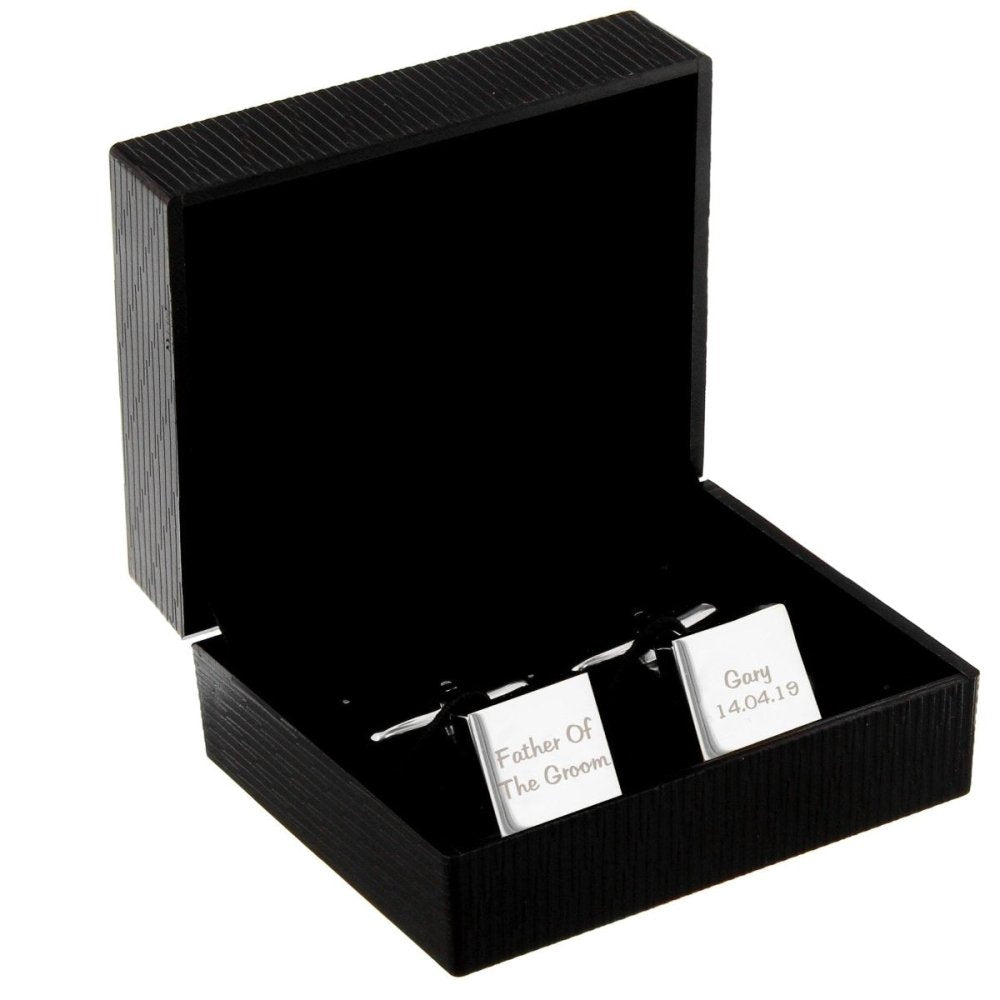 Personalised Wedding Role Square Cufflinks - 2 Line