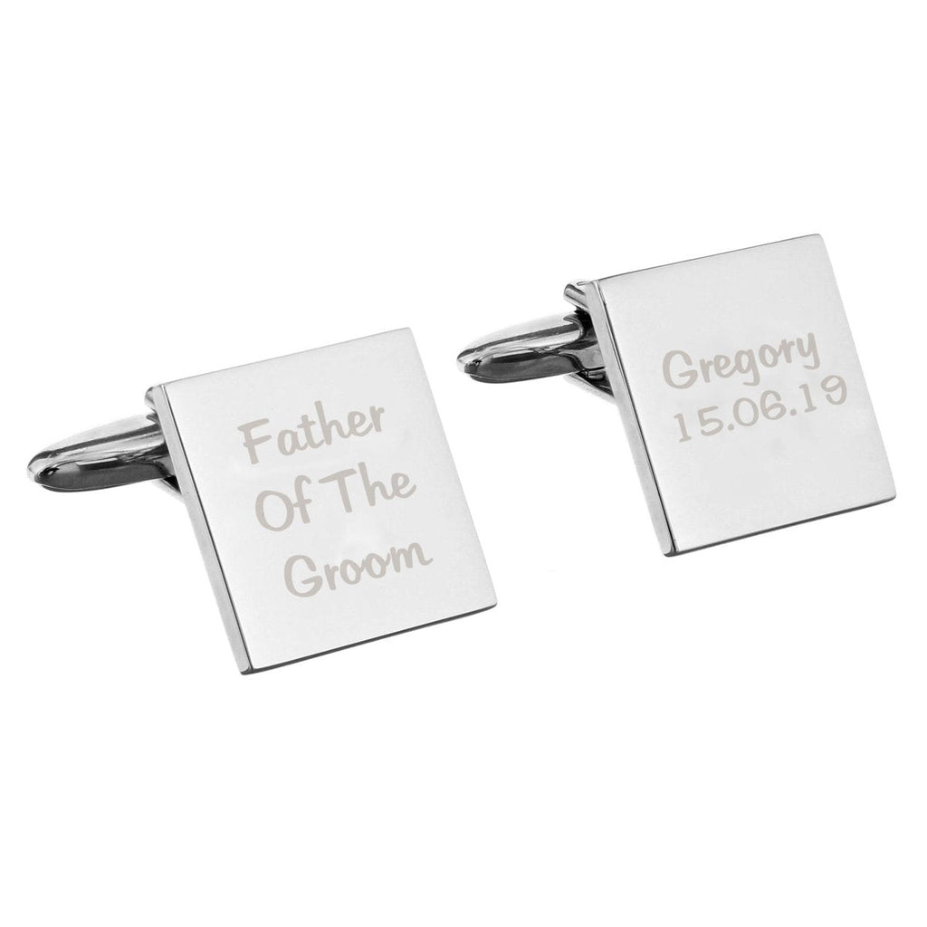 Personalised Wedding Role Square Cufflinks -3 Lines