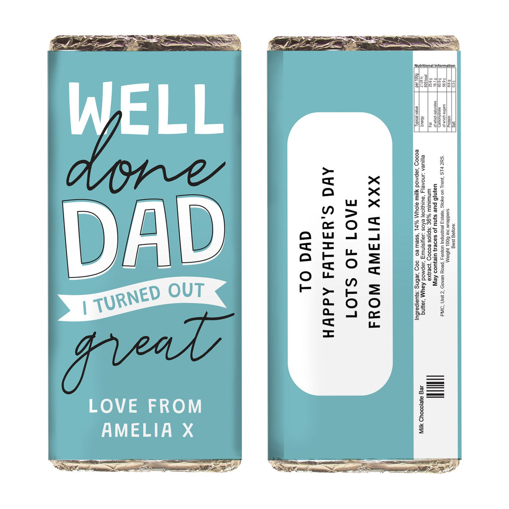 Personalised Well Done Dad... Milk Chocolate Bar