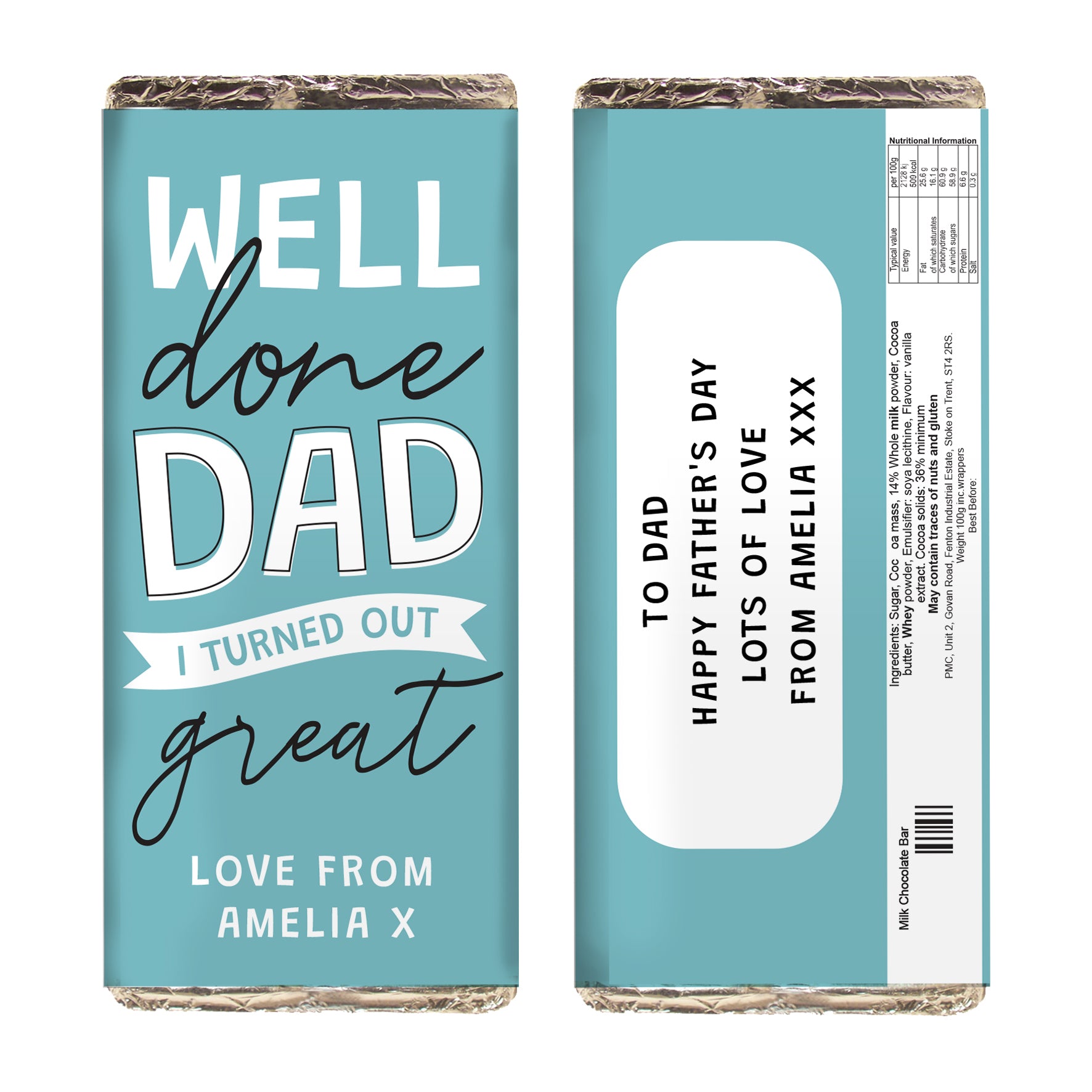 Personalised Well Done Dad... Milk Chocolate Bar