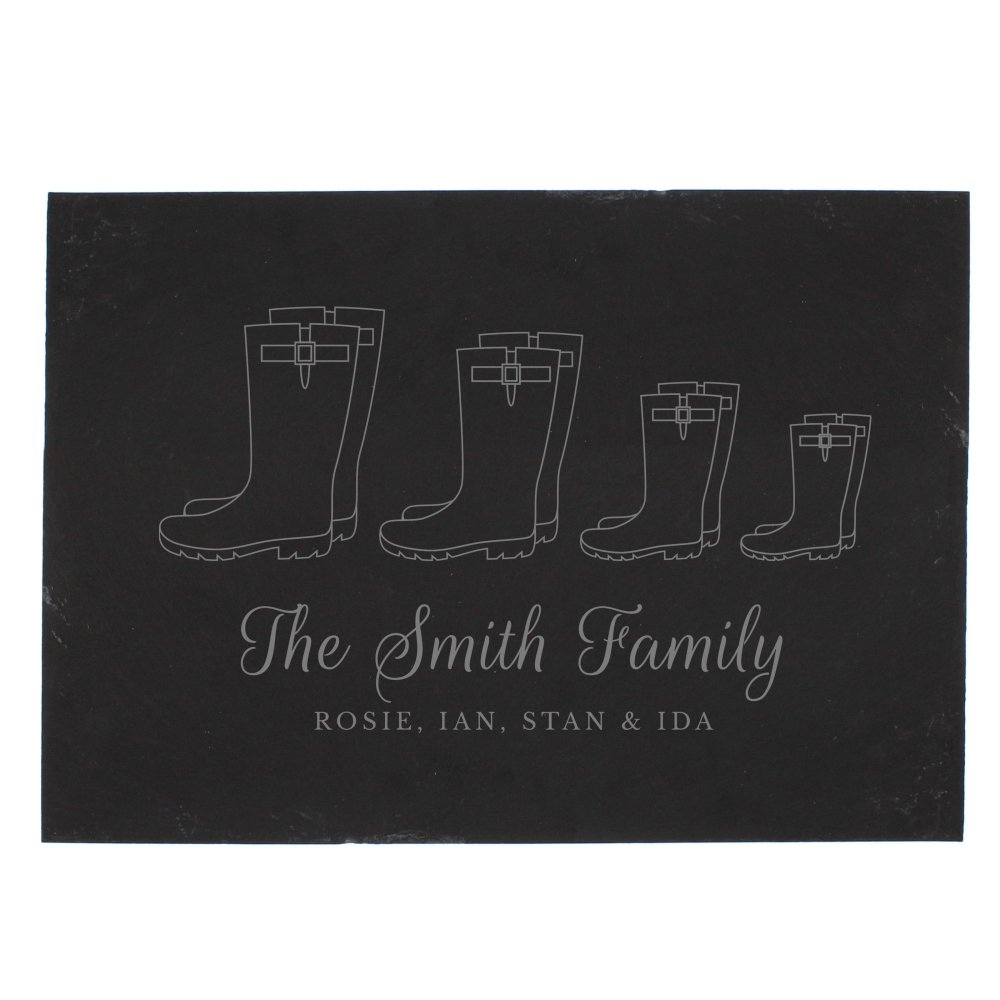 Personalised Welly Boot Family Of Four Slate