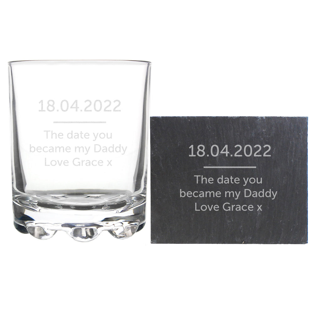 Personalised Whisky Tumbler & Slate Coaster Set