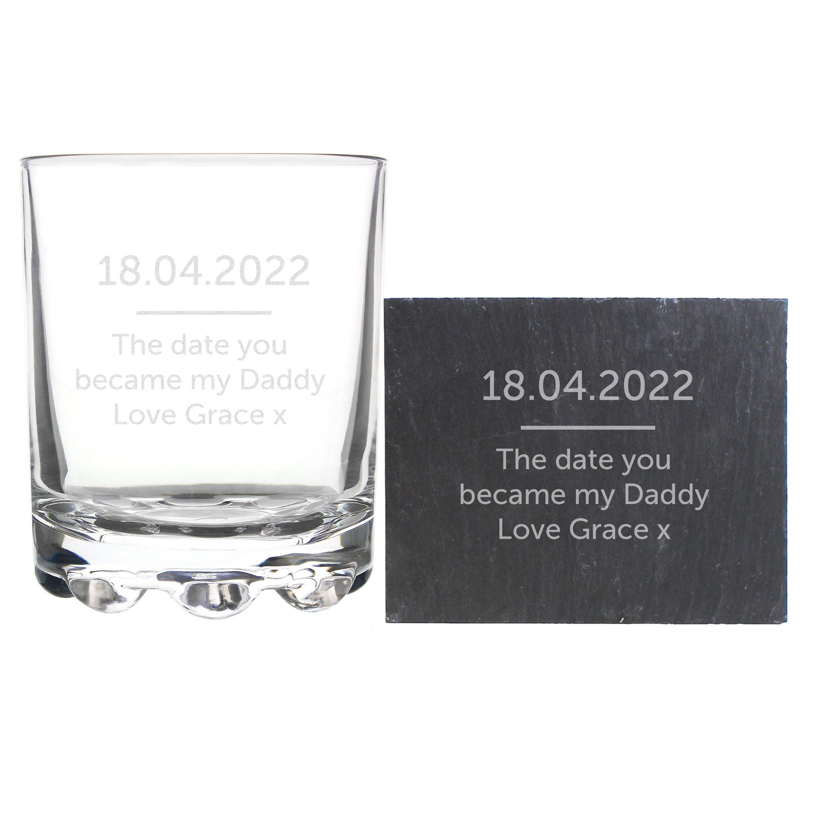 Personalised Whisky Tumbler & Slate Coaster Set