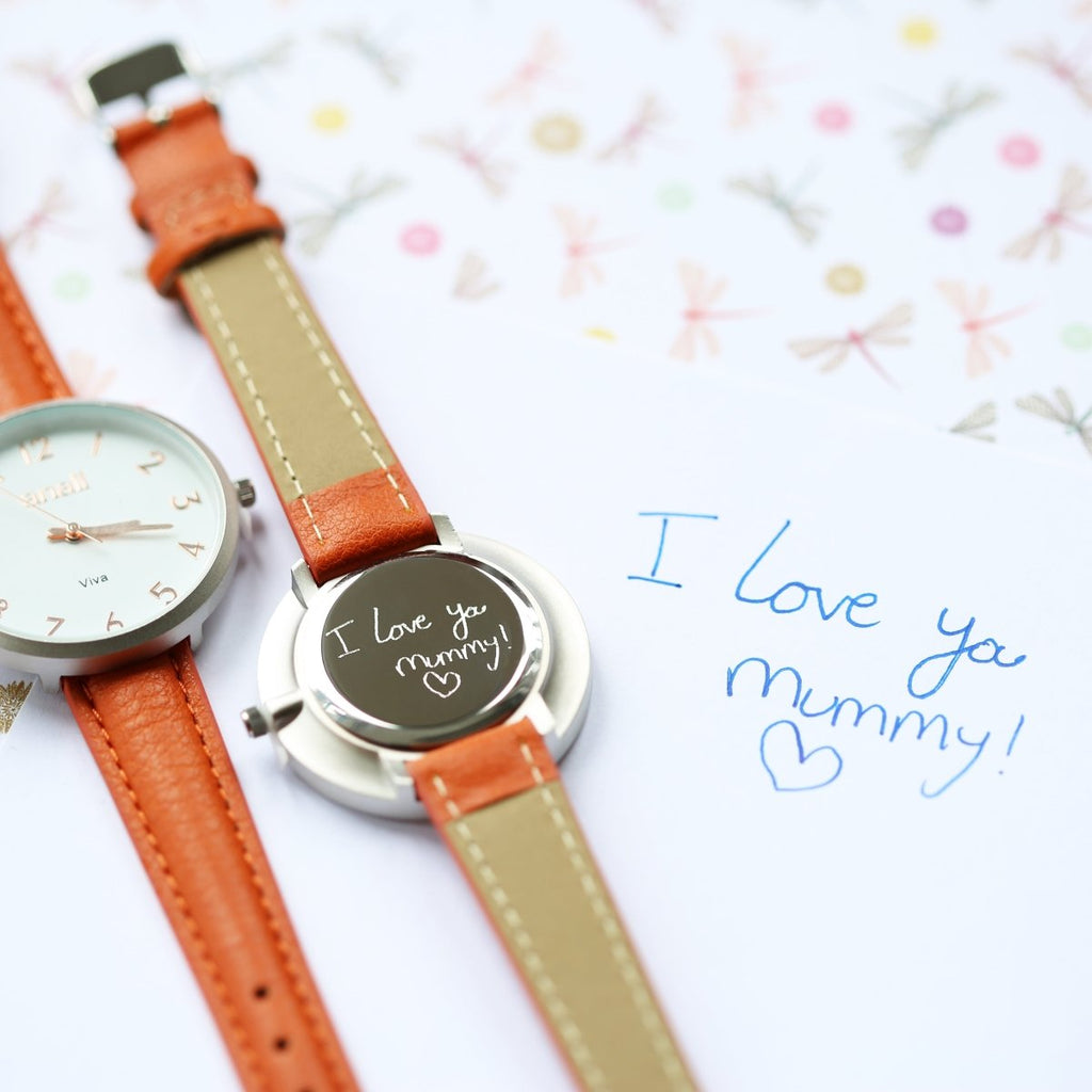 Personalised Women's Anaii Watch Handwriting Engraved Blush Red