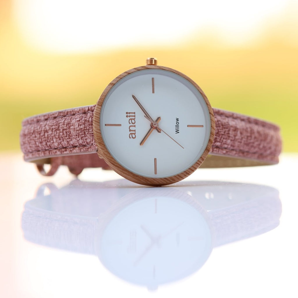 Personalised Women's Handwriting Engraved Anaii Watch - Sweet Pink