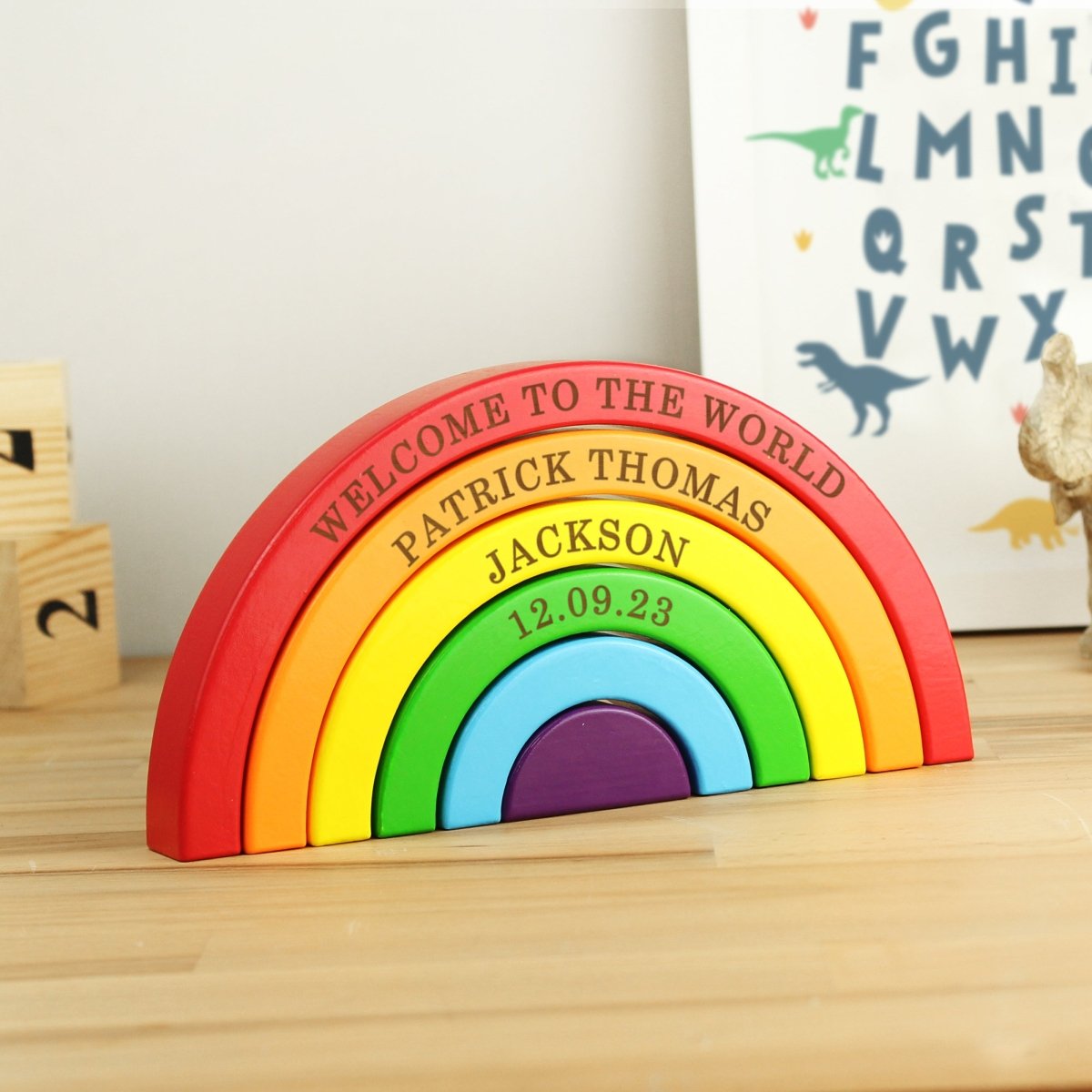 Personalised Wooden Rainbow Stacker