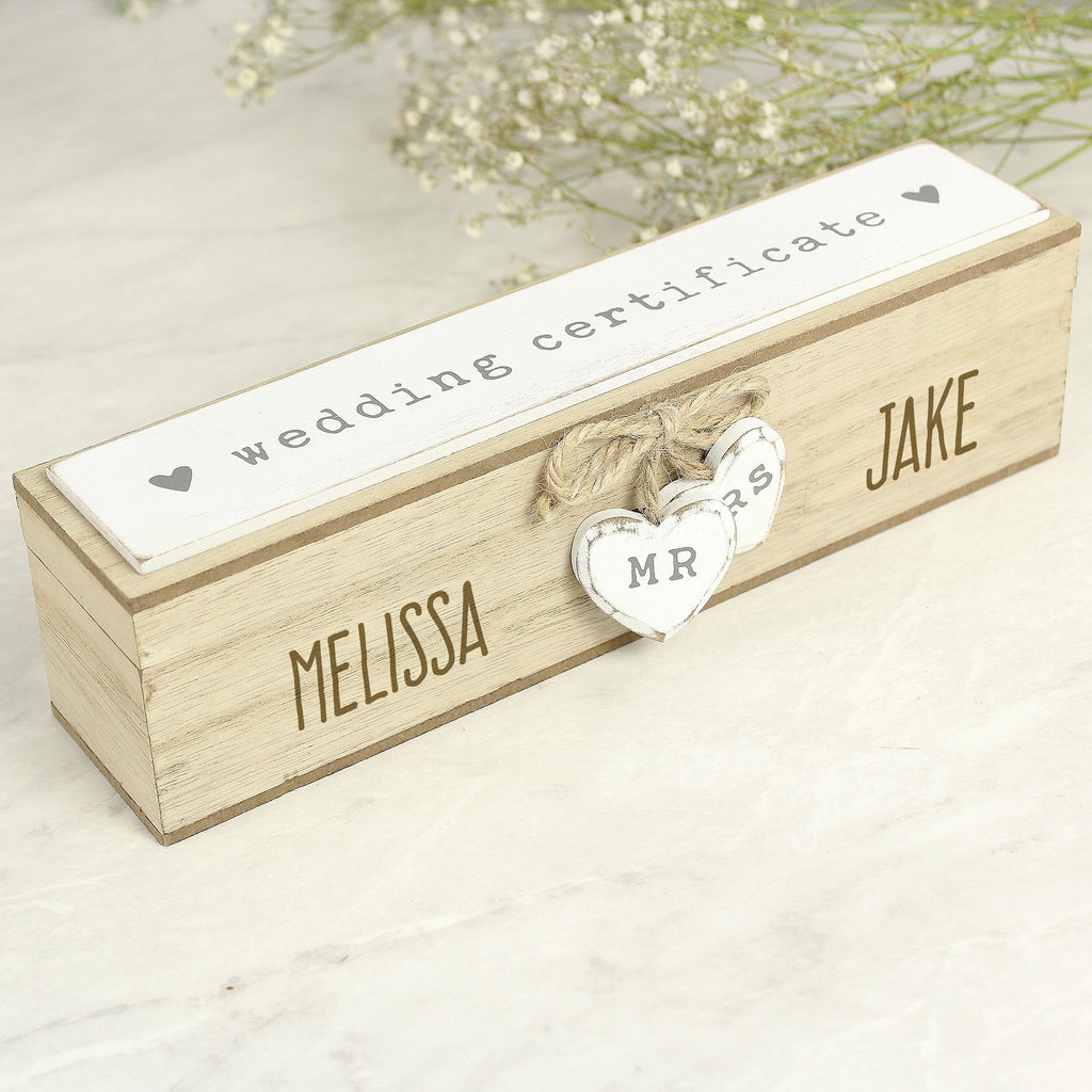 Personalised Wooden Wedding Certificate Holder