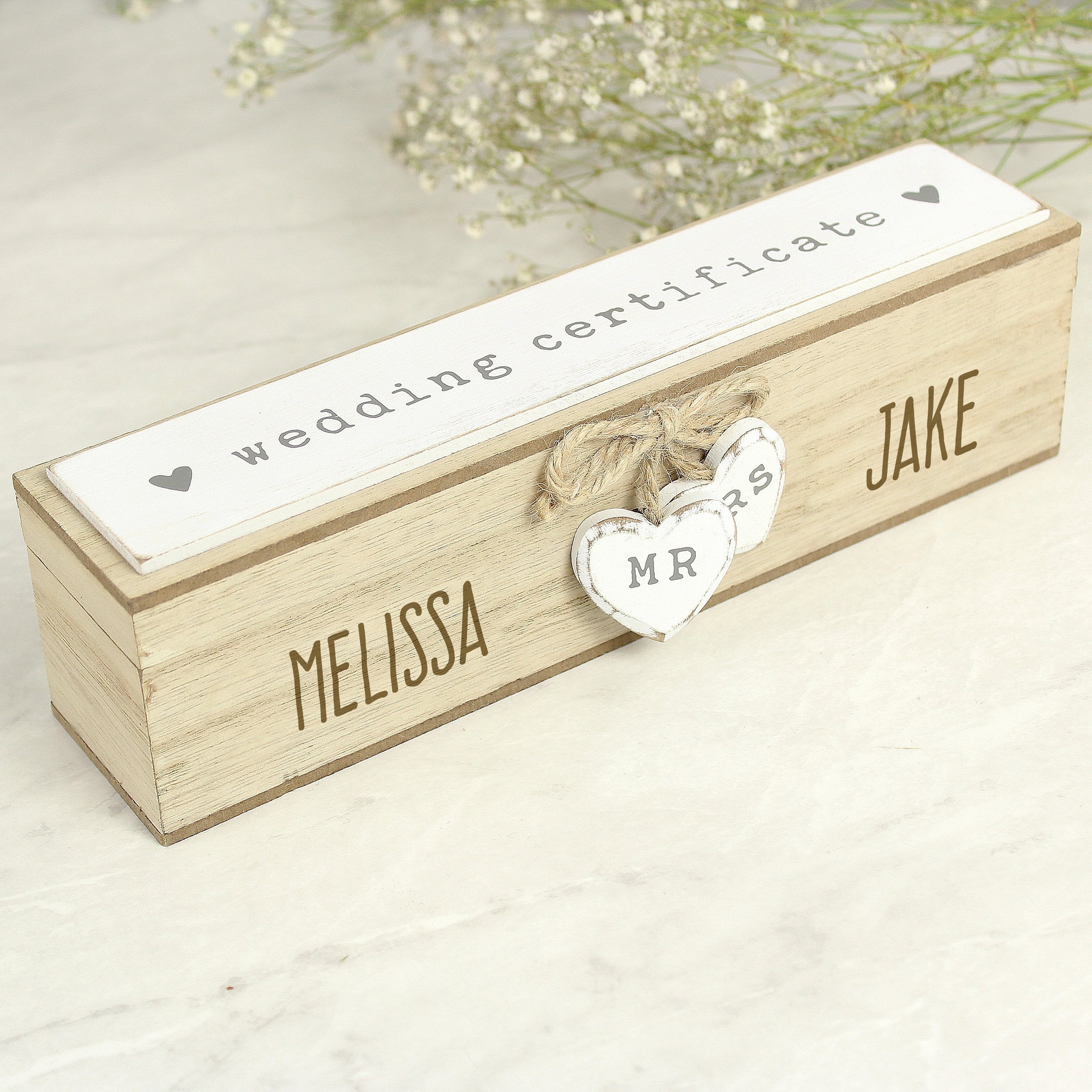 Personalised Wooden Wedding Certificate Holder