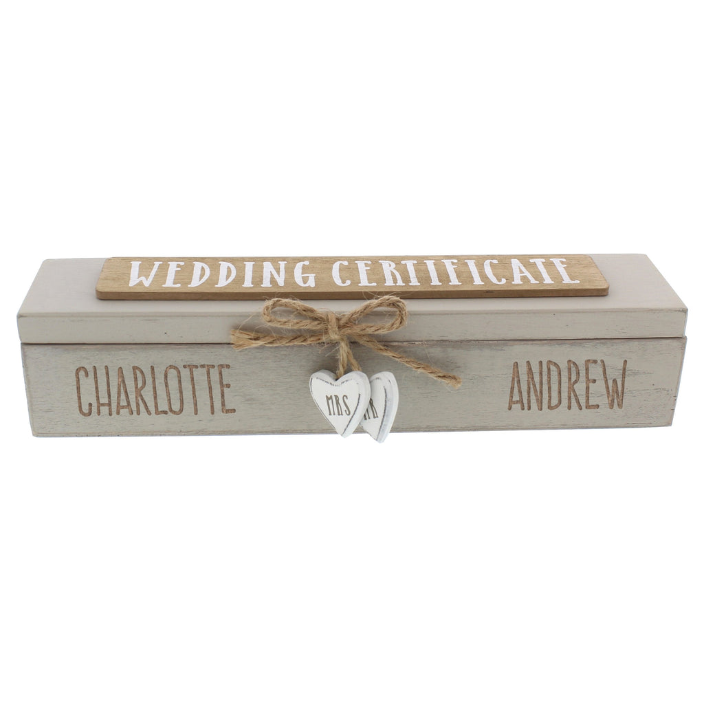 Personalised Wooden Wedding Certificate Holder