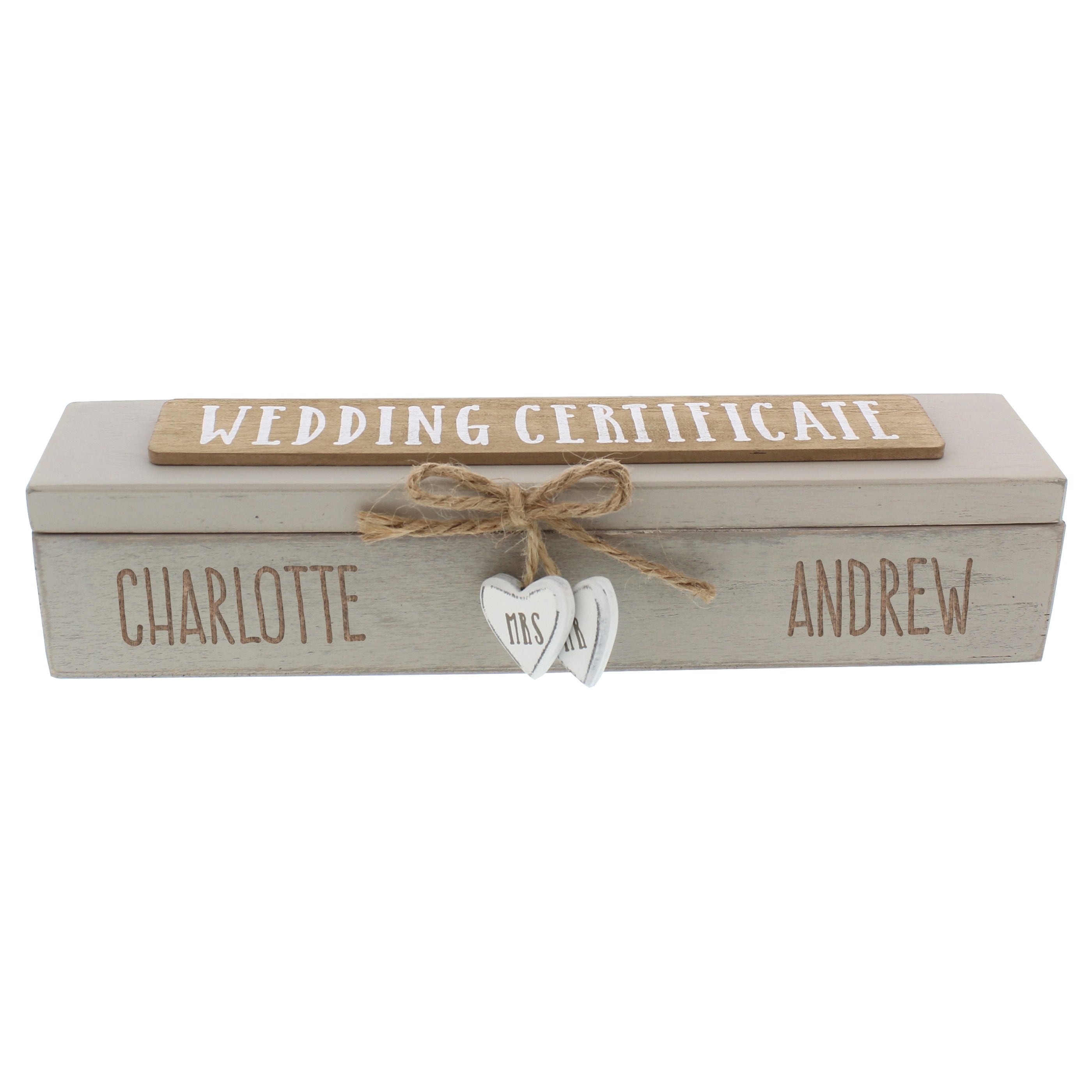 Personalised Wooden Wedding Certificate Holder