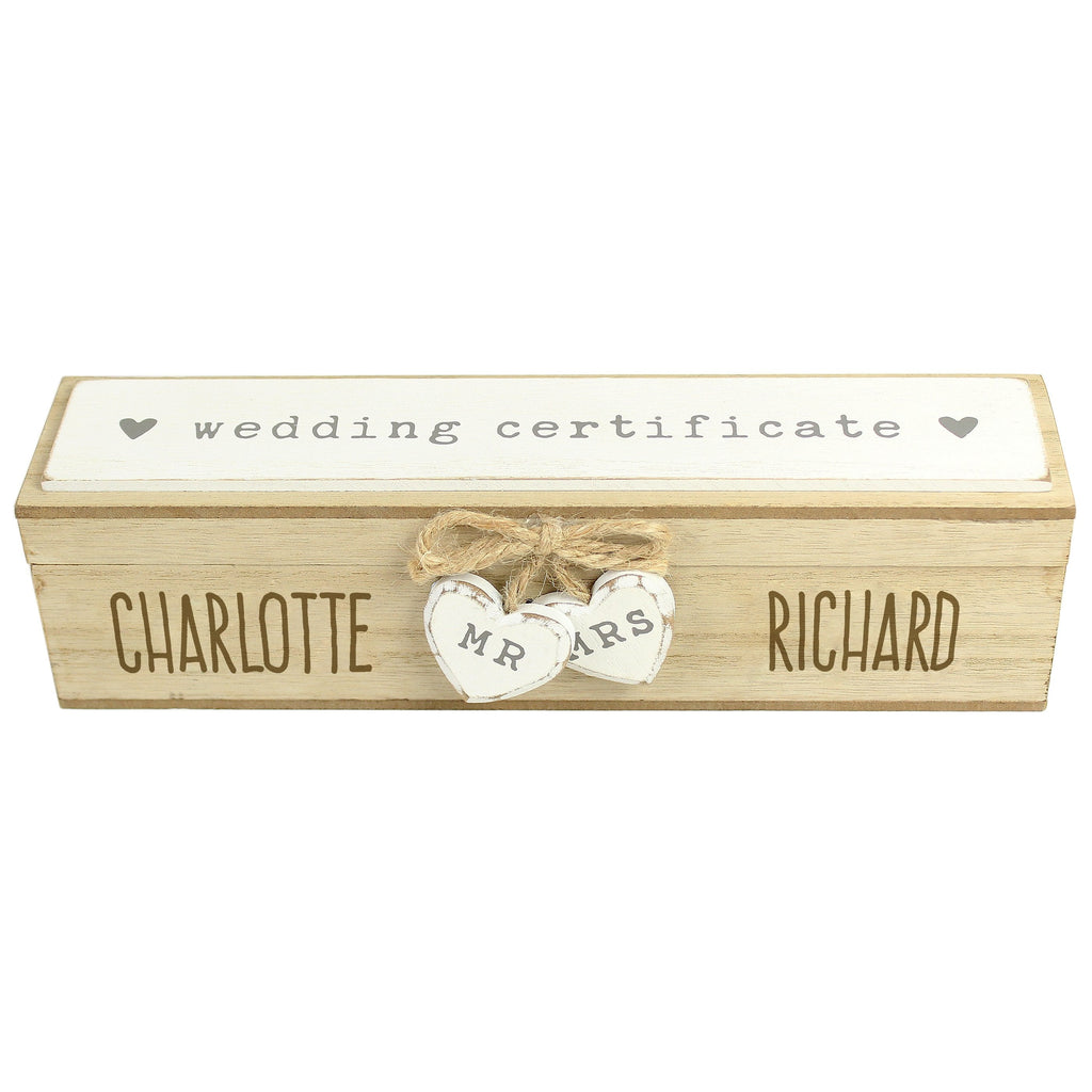 Personalised Wooden Wedding Certificate Holder