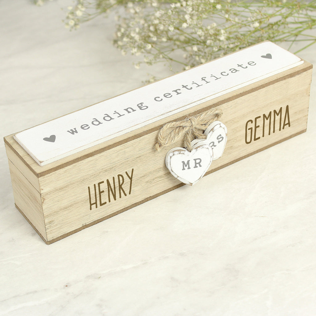 Personalised Wooden Wedding Certificate Holder