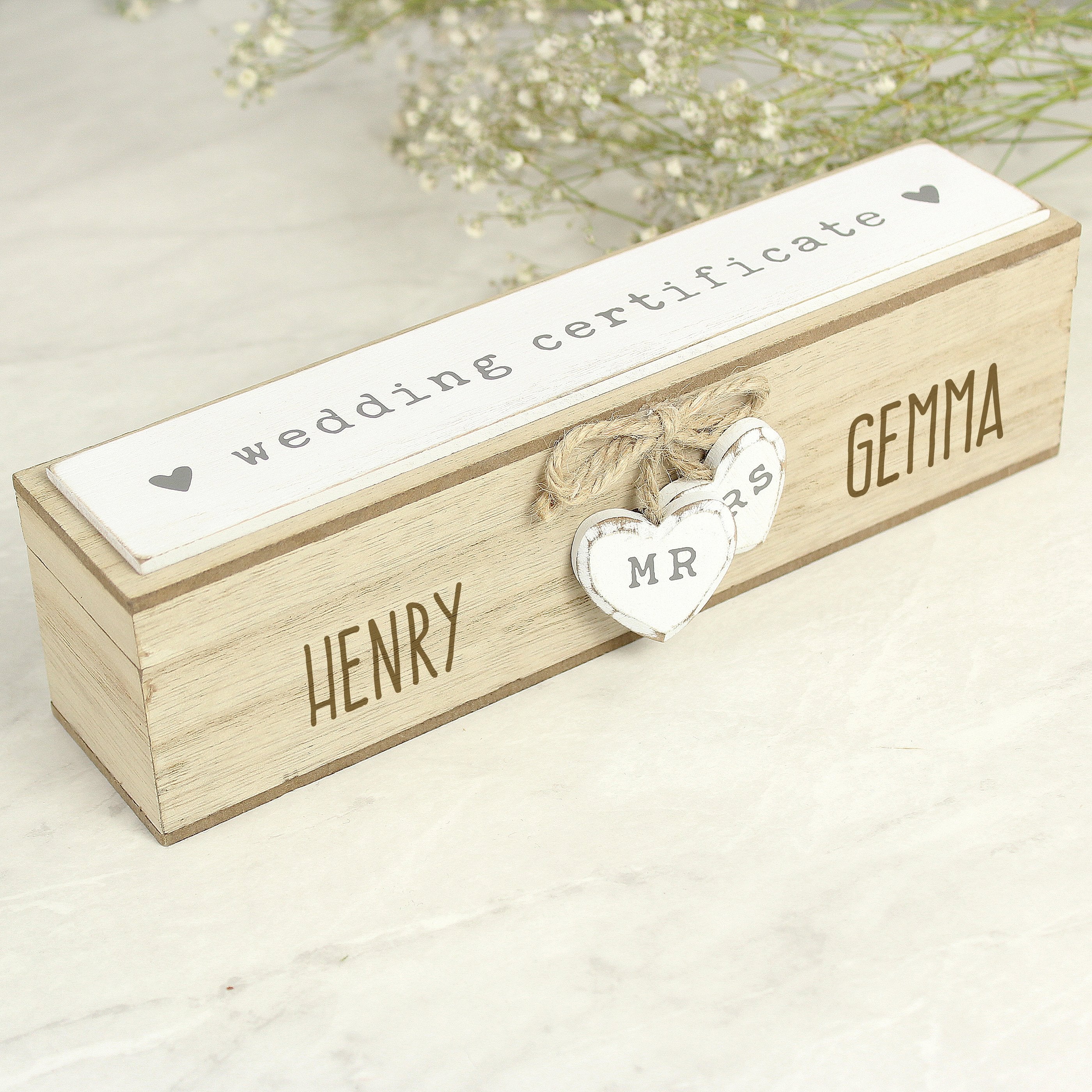 Personalised Wooden Wedding Certificate Holder