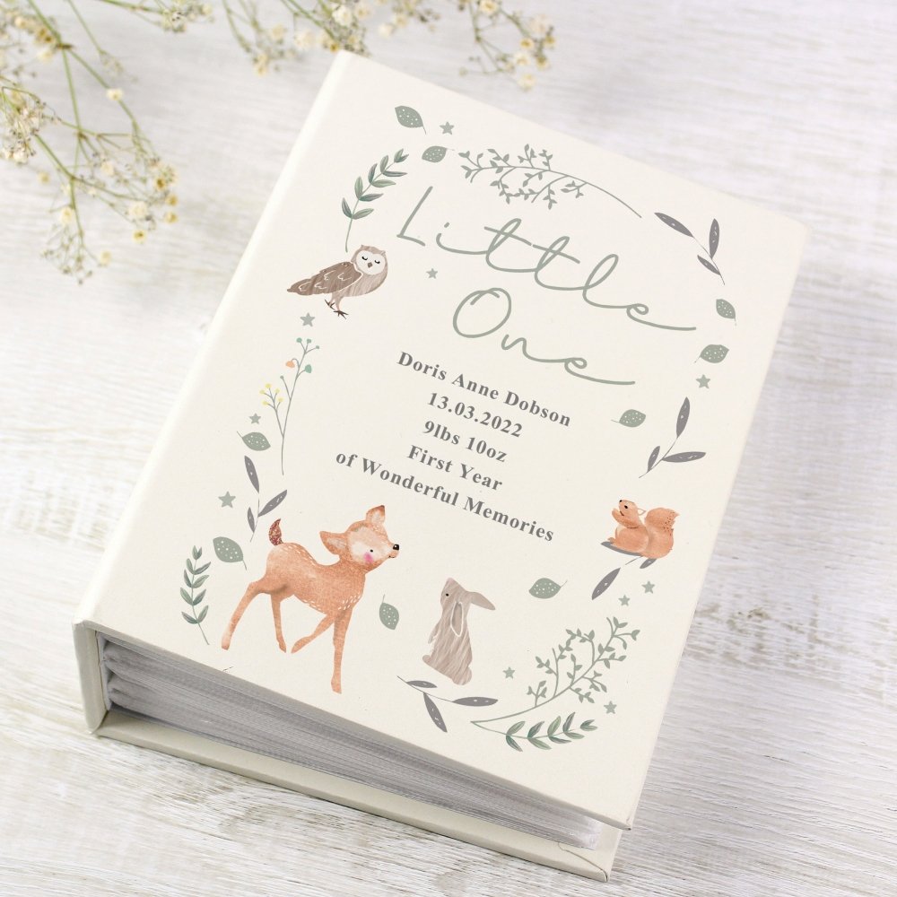 Personalised Woodland Animals 6x4 Inch Photo Album With Sleeves