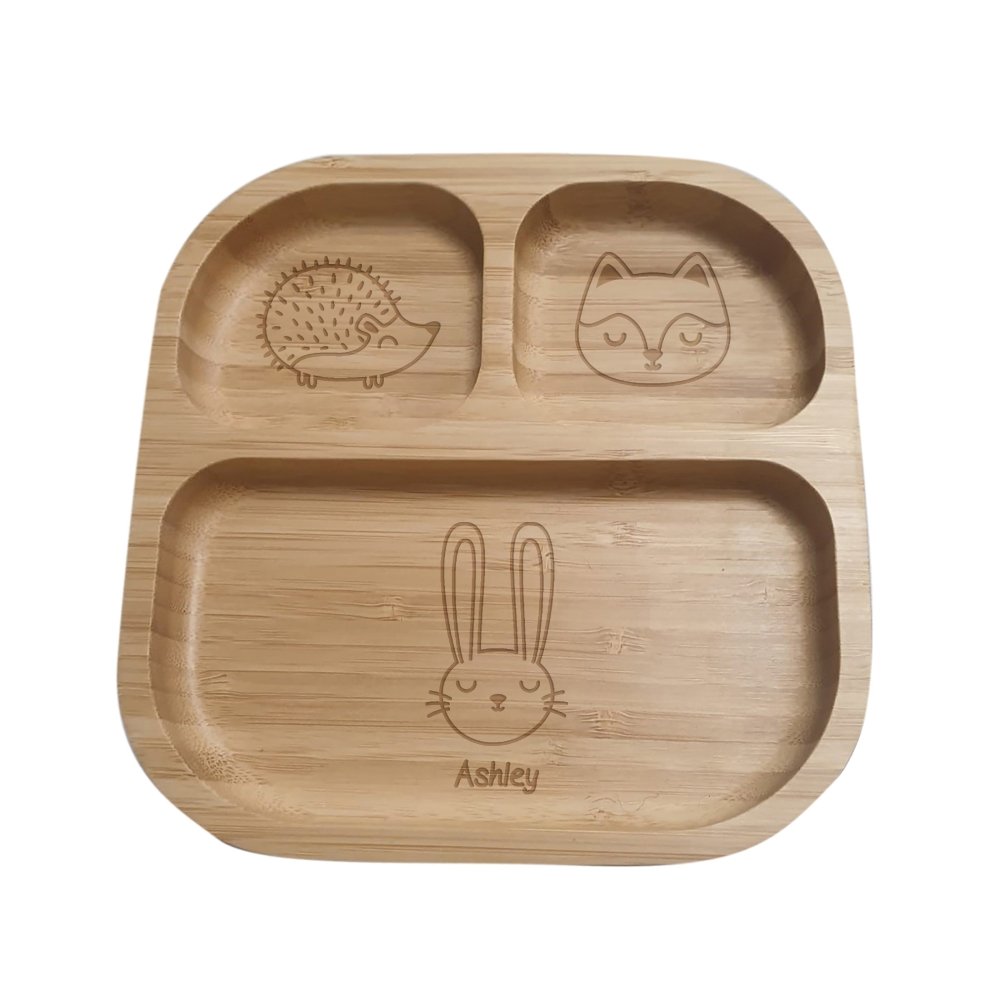 Personalised Woodland Bamboo Suction Plate & Spoon
