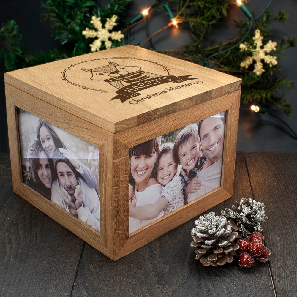 Personalised Woodland Chipmunk Christmas Memory Photo Cube