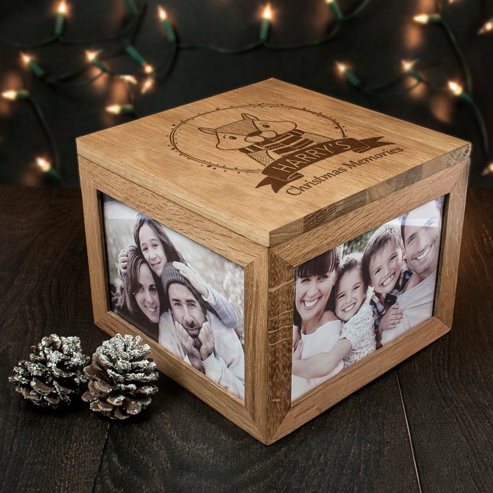 Personalised Woodland Chipmunk Christmas Memory Photo Cube