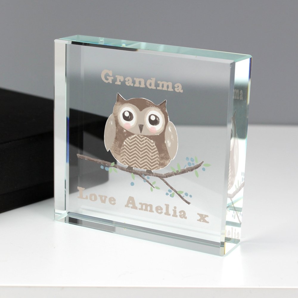 Personalised Woodland Owl Crystal Token