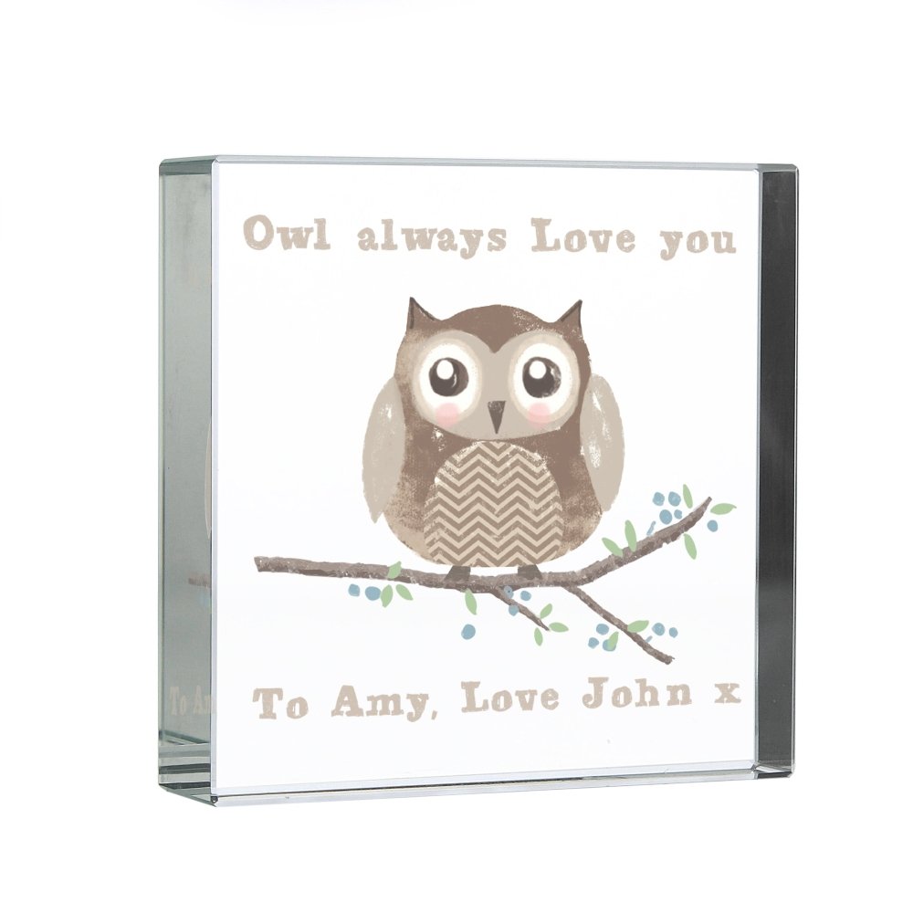 Personalised Woodland Owl Large Crystal Token