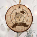 Personalised Woodland Wolf Christmas Tree Decoration