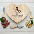 Personalised World's Best Mum with Daisy Flowers Heart Cheese Board