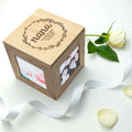 Personalised Wreath Oak Photo Cube