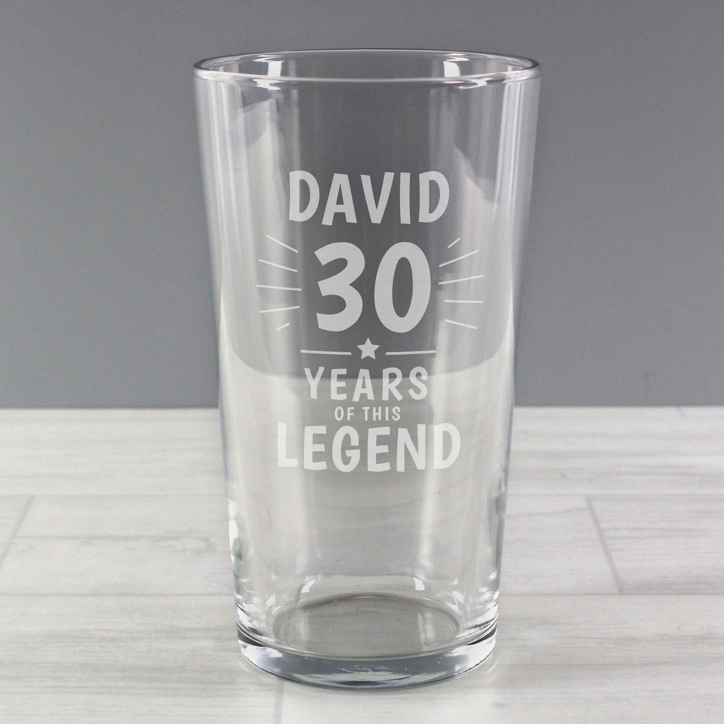 Personalised Years Of This Legend Birthday Pint Glass