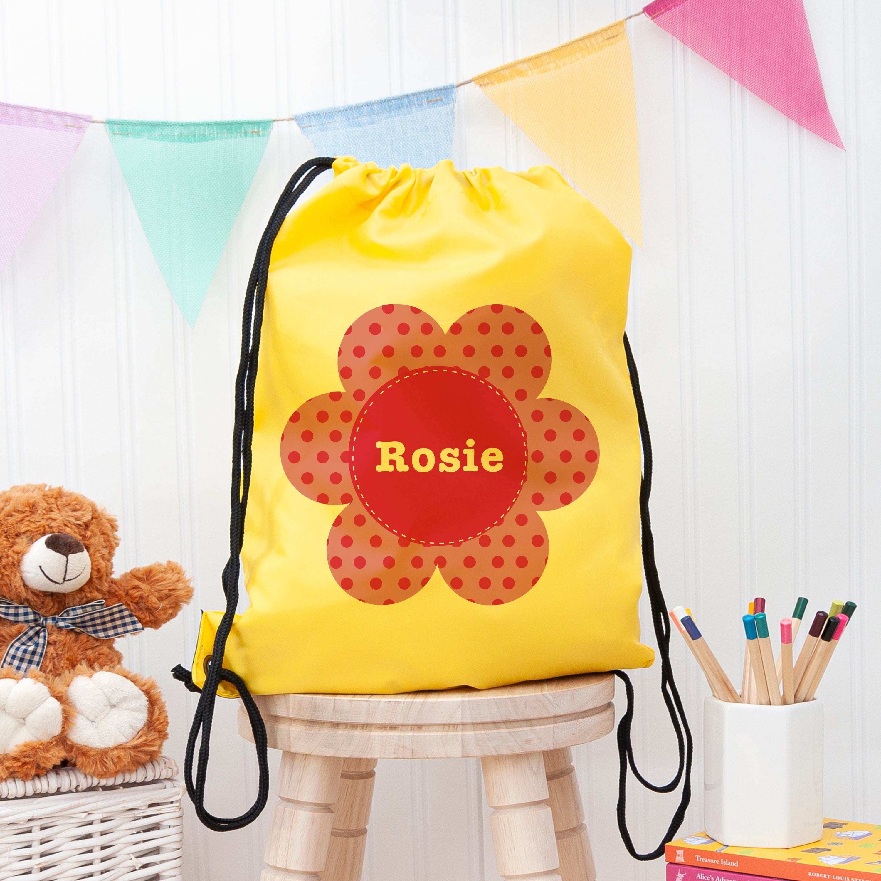 Personalised Personalised Yellow Flower Waterproof Swim Bag