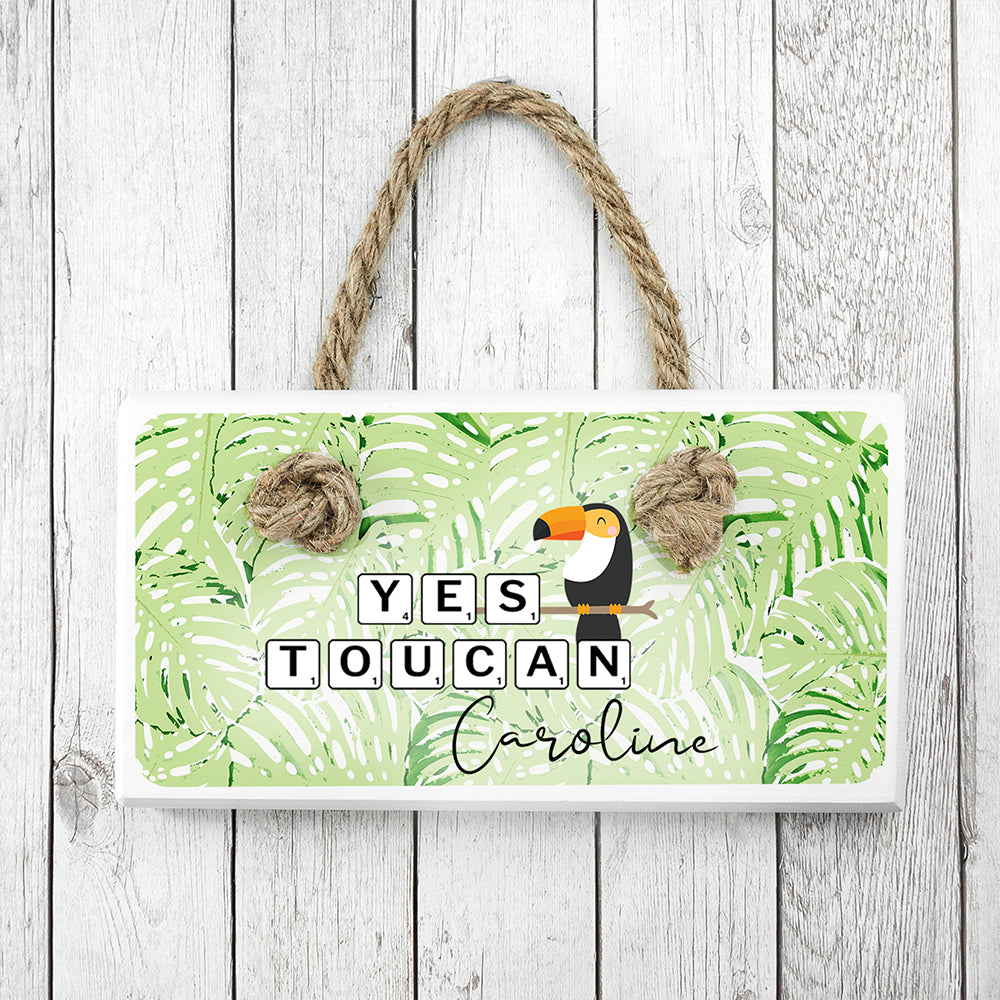 Personalised Personalised Yes Toucan White Hanging Sign