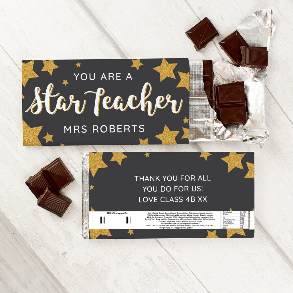 Personalised You Are A Star Teacher Milk Chocolate Bar