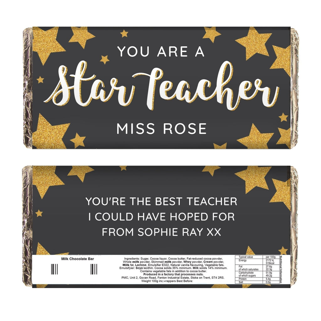 Personalised You Are A Star Teacher Milk Chocolate Bar