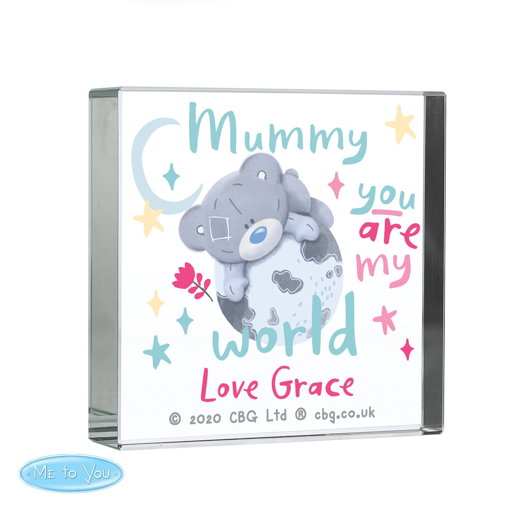 Personalised You Are My World Me To You Large Crystal Token