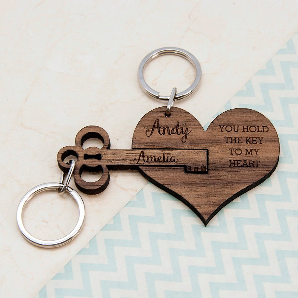 Personalised You Hold The Key To My Heart Keyring Set Of Two