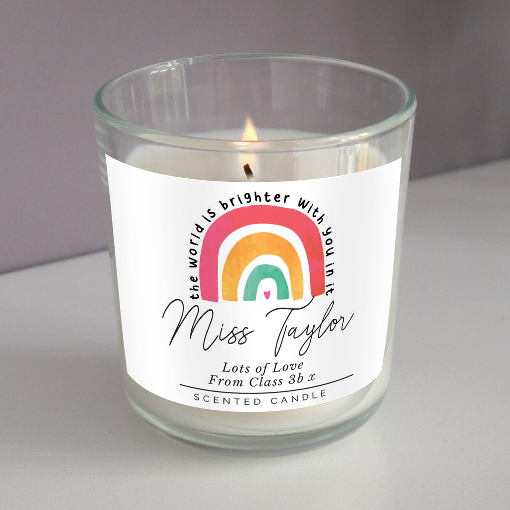 Personalised You Make The World Brighter Rainbow Scented Jar Candle