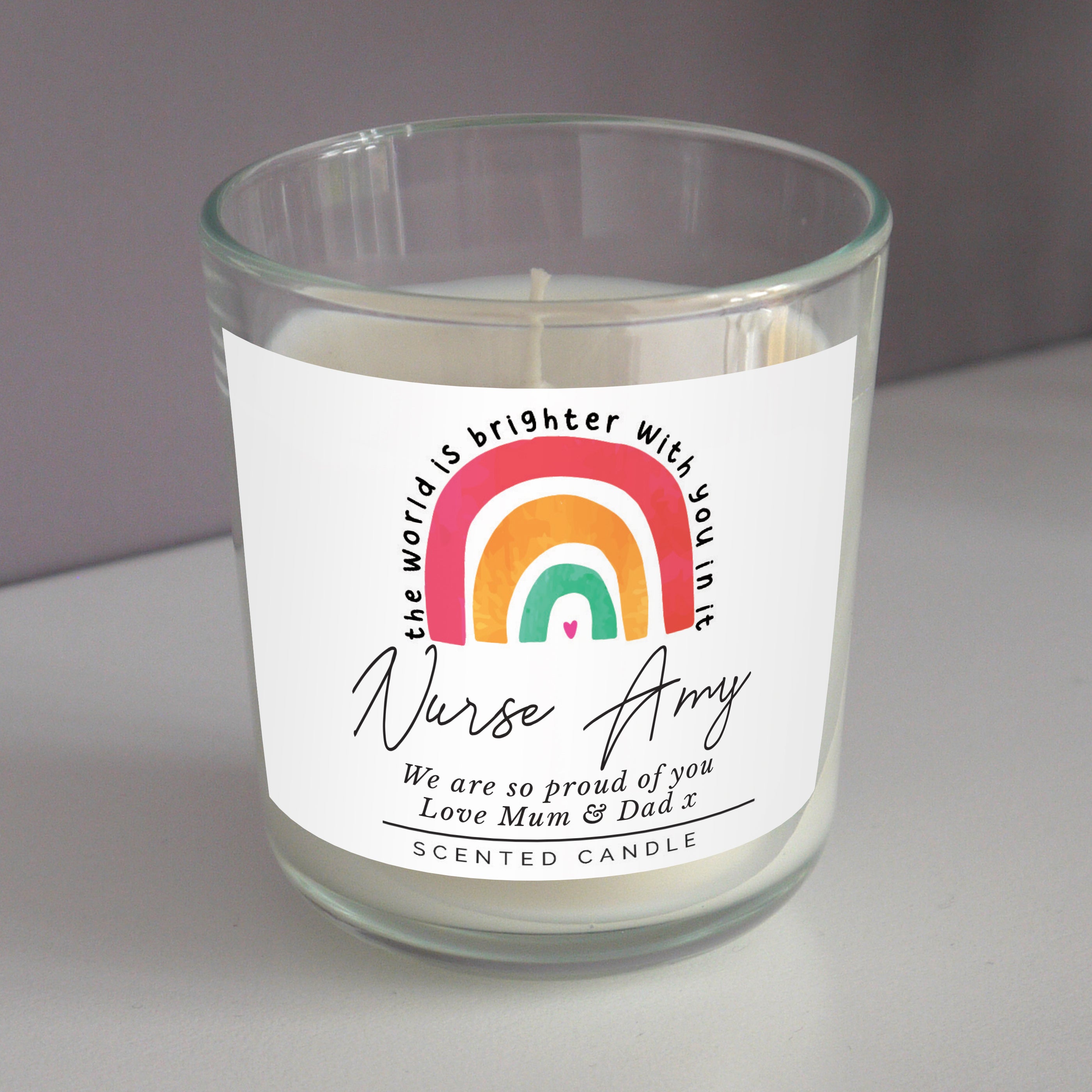 Personalised You Make The World Brighter Rainbow Scented Jar Candle