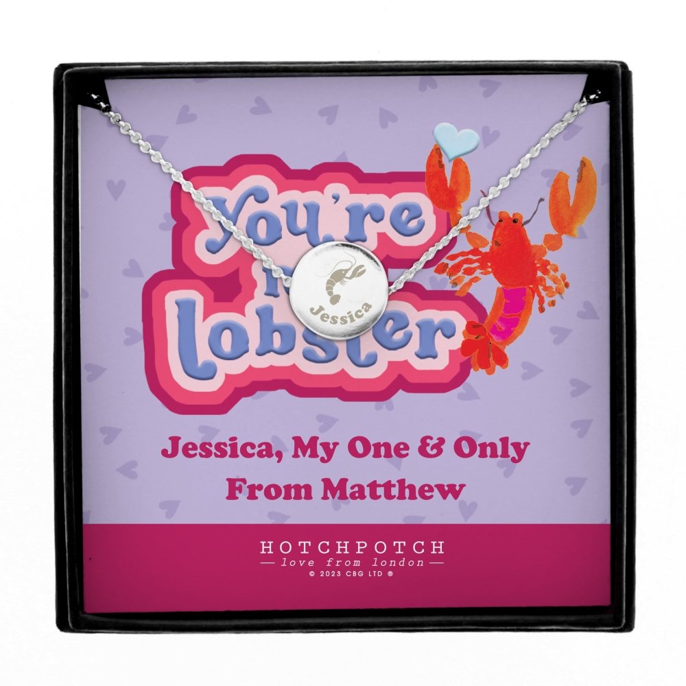 Personalised Youre My Lobster Sentiment Silver Tone Necklace And Box