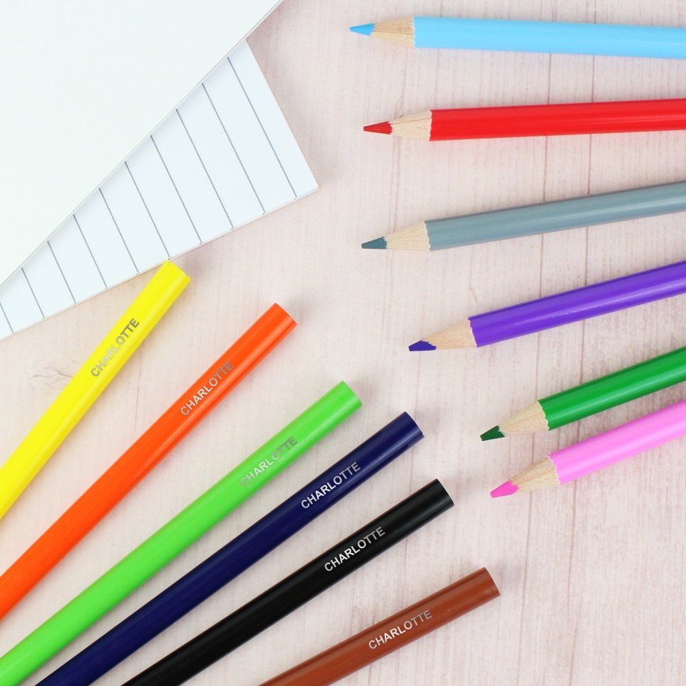 Pink Butterfly Pencil Case With Personalised Pencils & Crayons