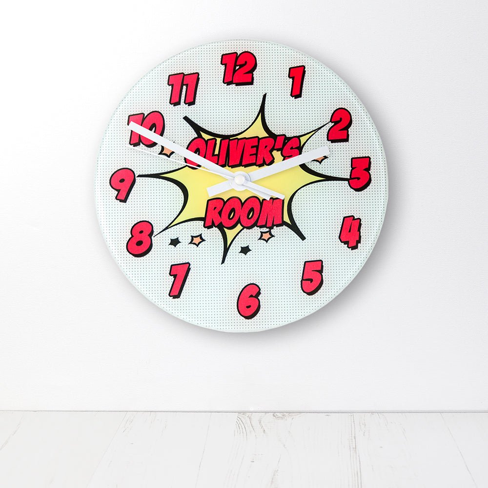 Pow! Personalised Comic Book Glass Wall Clock