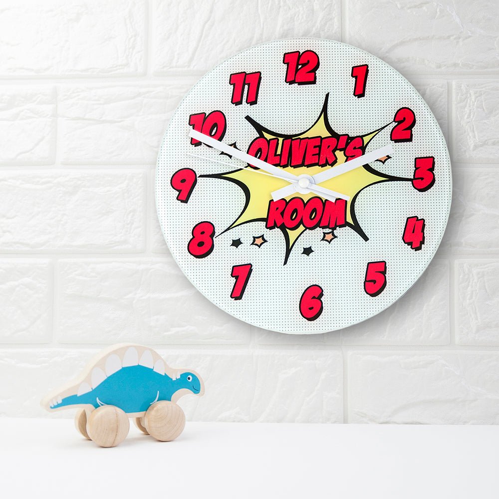 Pow! Personalised Comic Book Glass Wall Clock