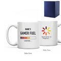 Printed Mug with Name's Gamer Fuel Design, Gift Boxed, Personalise with any name for any gamer