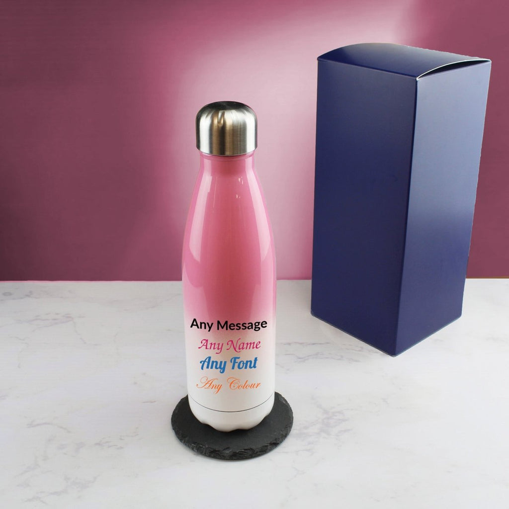 Printed Pink Gradient Thermal Bottle, Any Message, Stainless Steel 500ml/17oz