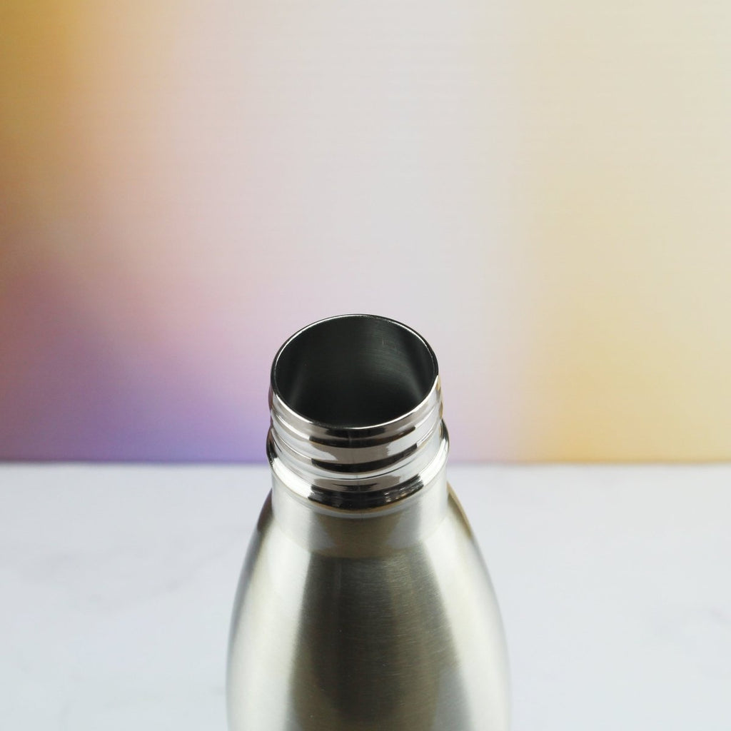 Printed Silver Thermal Bottle, Any Message, Stainless Steel 500ml/17oz