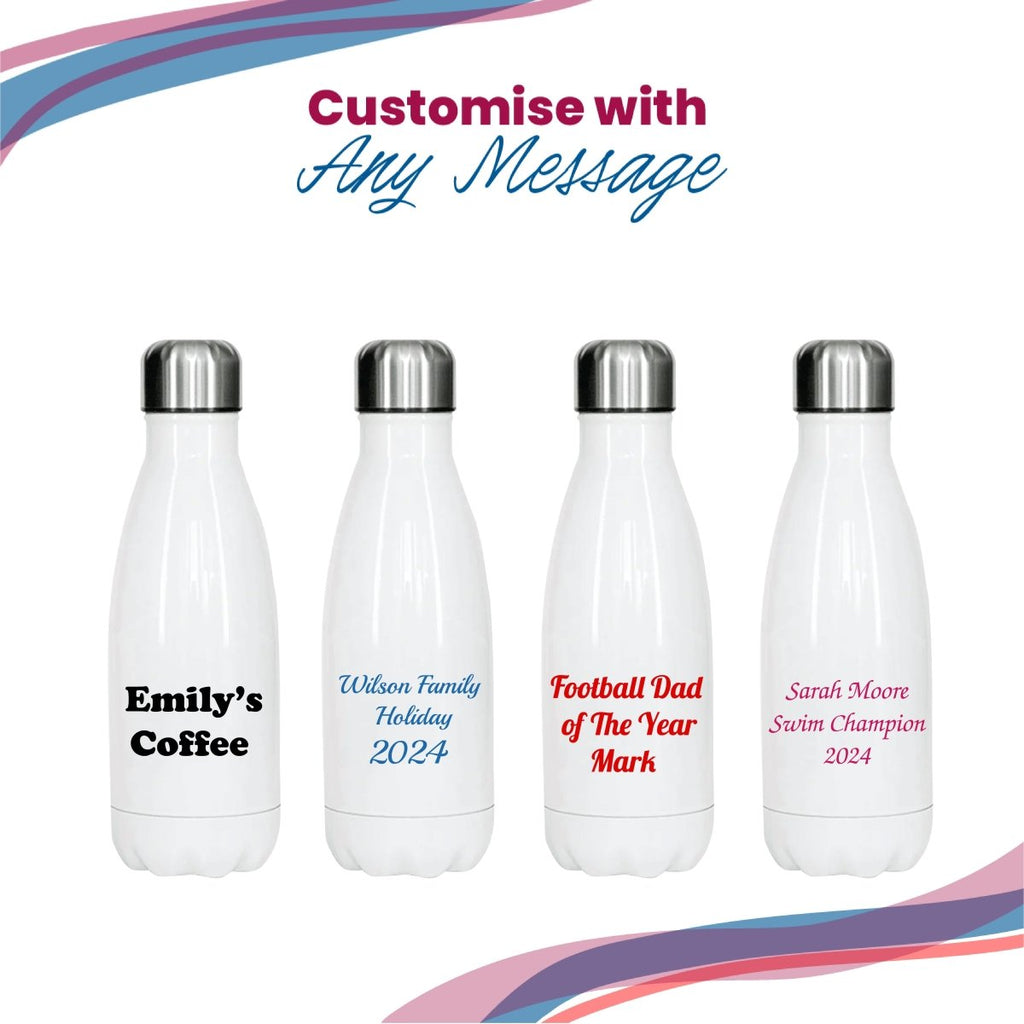Printed White Thermal Bottle, Any Message, Stainless Steel 350ml/12.3oz