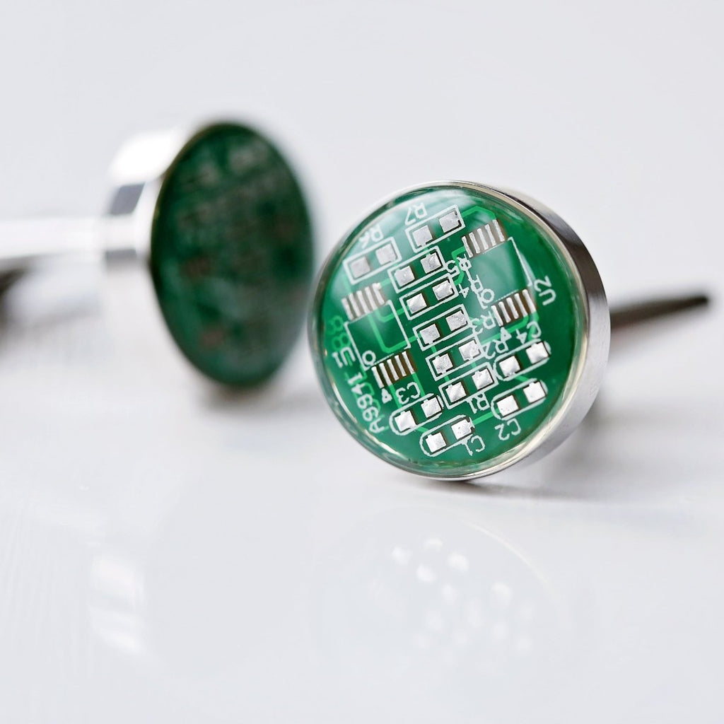 Real Circuit Board Cufflinks, Engraved Box