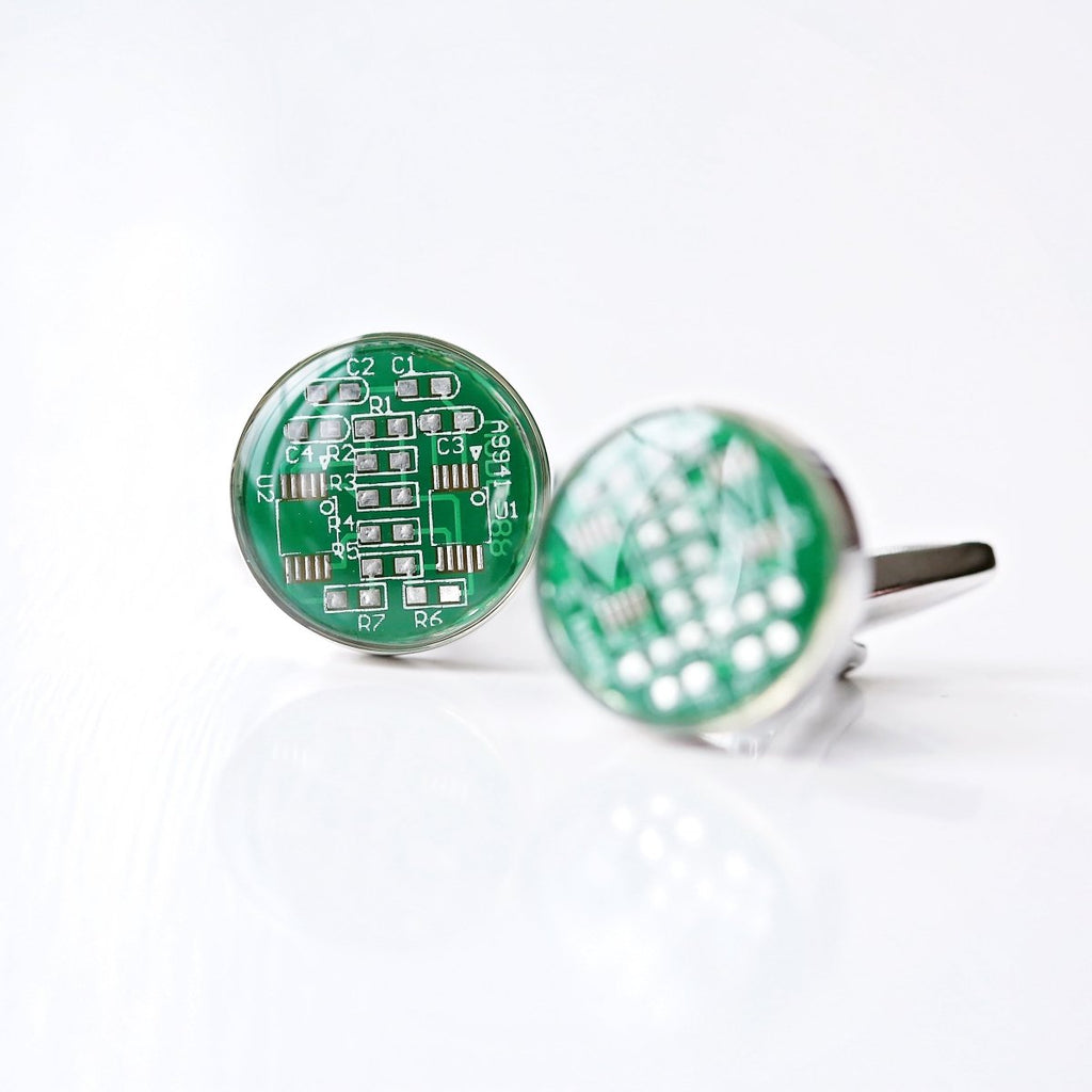 Real Circuit Board Cufflinks, Engraved Box