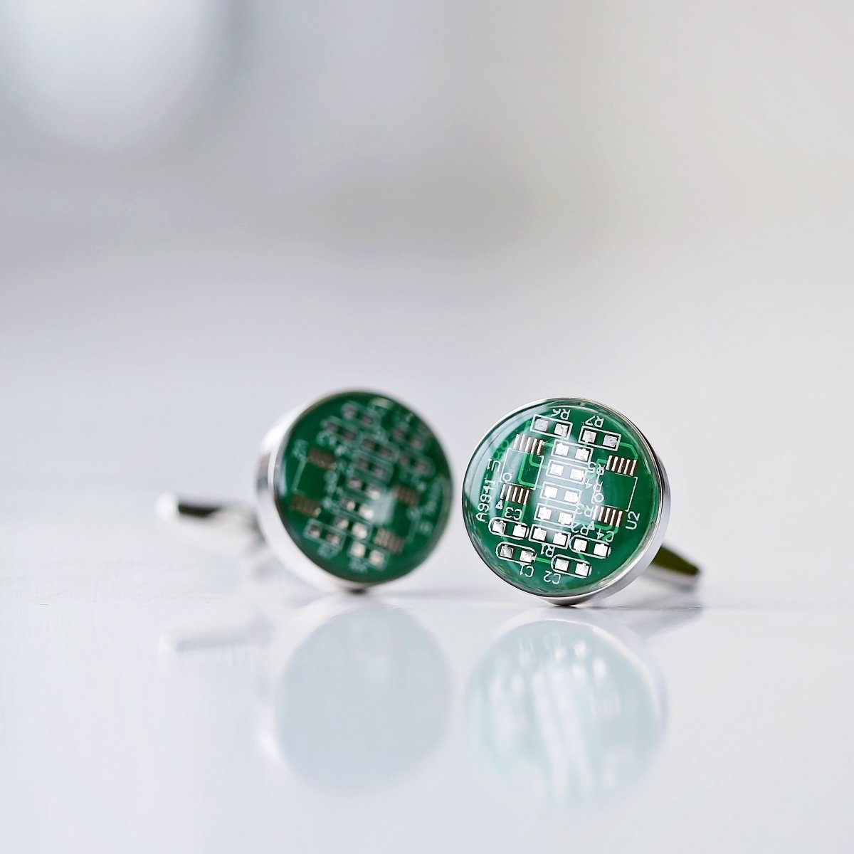 Real Circuit Board Cufflinks, Engraved Box