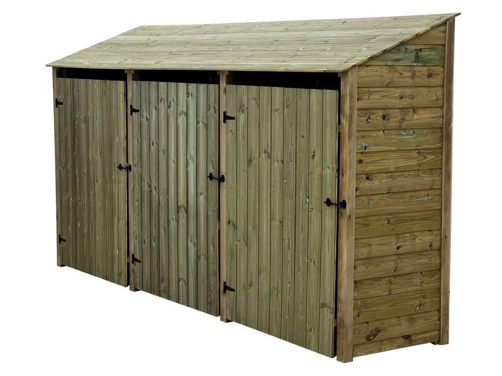 Wooden Premium Tongue/Groove Log Store with Doors and Shelf W-335cm, H-126cm or 180cm, D-88cm