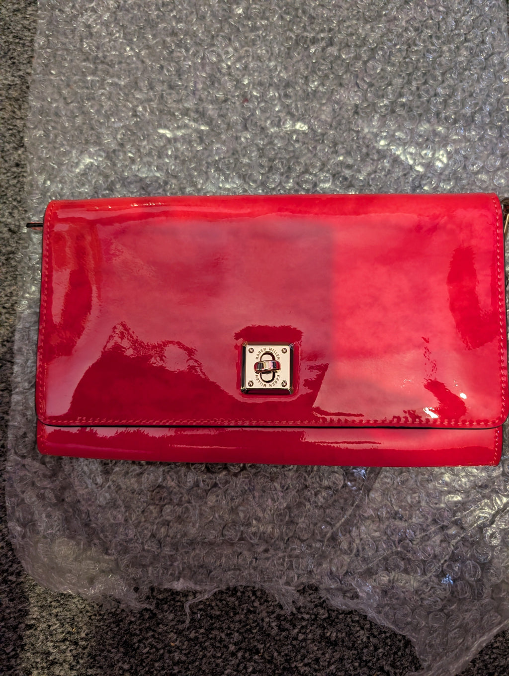 Karen Millen Red Patent Leather Crossbody Bag brand new